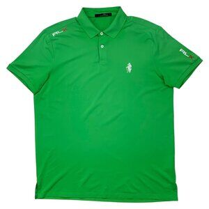 Ralph Lauren RLX Polo Collar Shirt L Green Short Sleeve Golf Logo Country Club